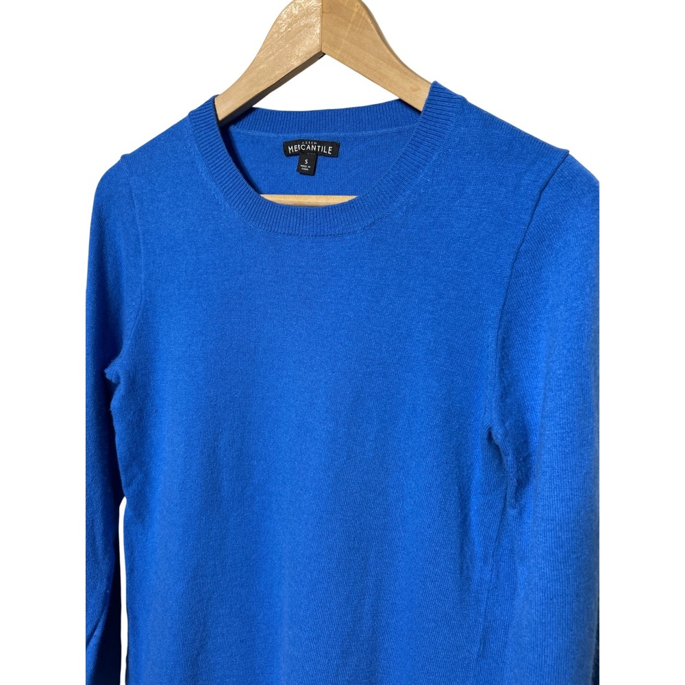 J.Crew Mercantile Wool Blend Royal Blue Crewneck Long Sleeve Knit Sweater Size S